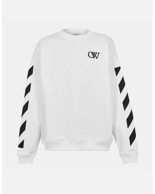 Off-White c/o Virgil Abloh White Crew Neck Drop Shoulder Long Sleeve Sweatshirt for men