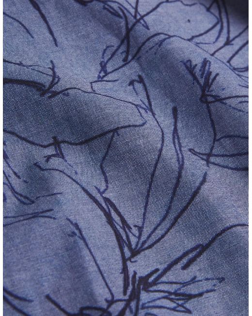 Ted Baker Blue Terroni Regular Chambray Floral Dark Shirt for men