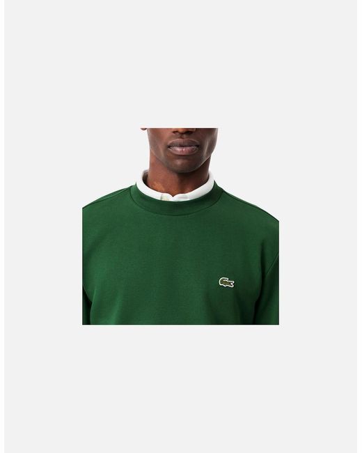 Lacoste Green Sweatshirt Crew Neck Fleece Brushed Cotton Winter Jumper for men