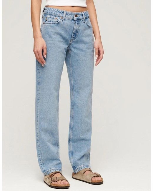 Superdry Blue Mid Rise Straight Leg Jean Spring Vintage Custom