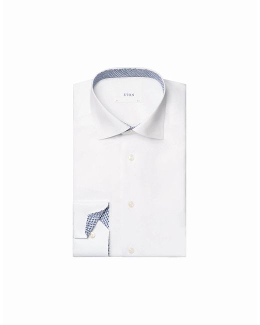 Eton of Sweden White Slim Fit Geometric Effect Signature Twill 00 for men