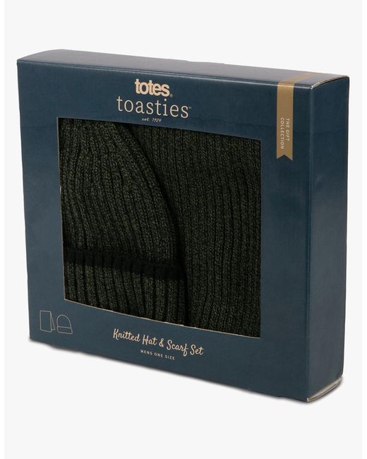 Totes Blue Hat & Scarf Set Khaki for men
