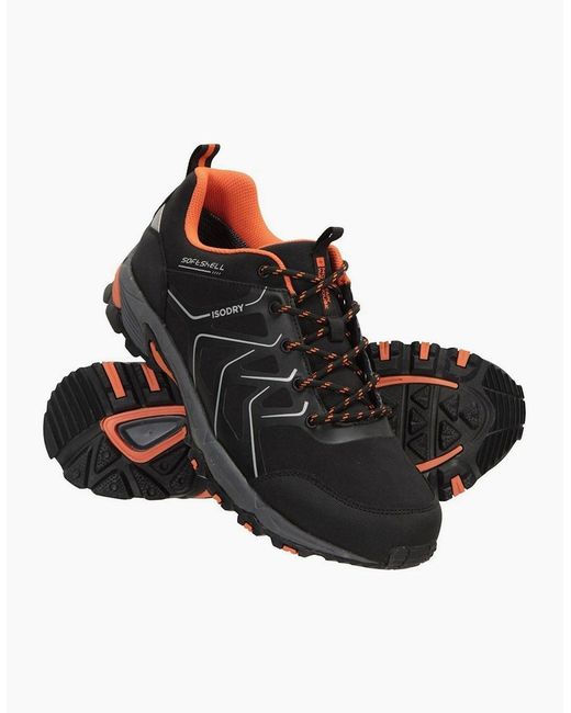 Mountain Warehouse Black Shadow Softshell Waterproof Walking Shoes for men