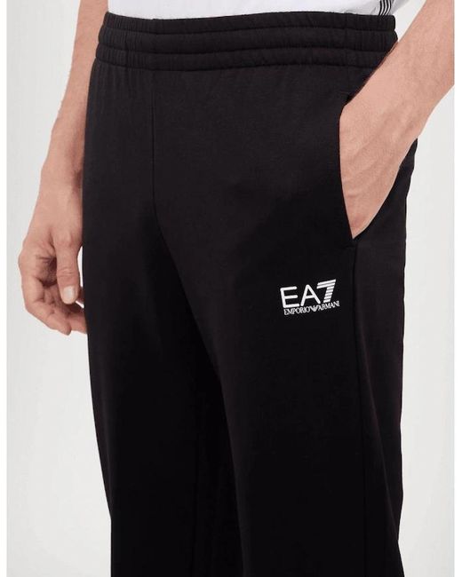 EA7 Black Cotton Regular Fit Jogging Pant for men