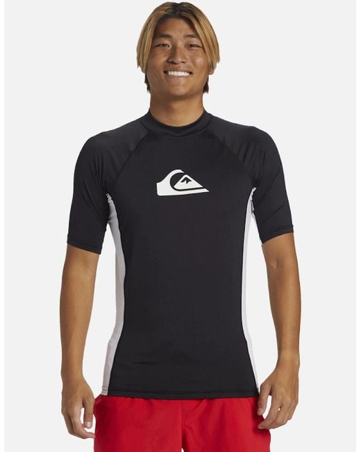 Quiksilver Black Everyday Short Sleeve Uv Protect Rash Vest for men