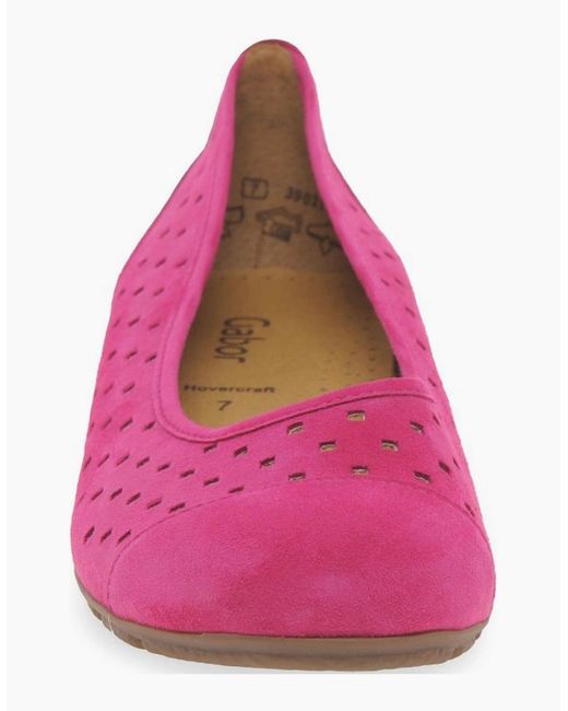Gabor Pink Ruffle Punched Detail Casual Shoes