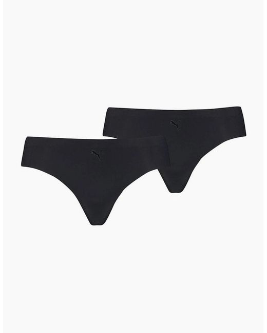 PUMA Black 2-Pack Microfibre Seamless Low-Rise Strings