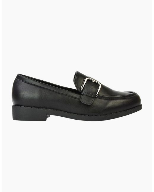 XY London Black Ladies Kali Chunky Buckle Detail Loafers