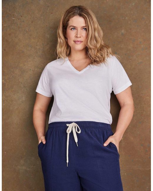 Live Unlimited London Blue Drawstring Wide Leg Corduroy Trousers