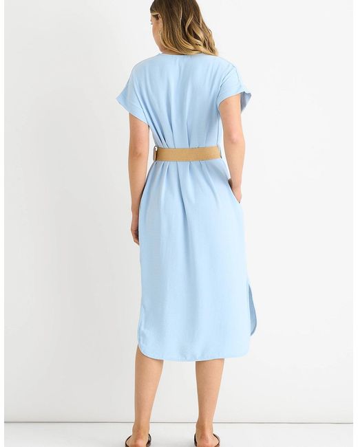 Gini London Blue Air Flow Belted Oversized Dress