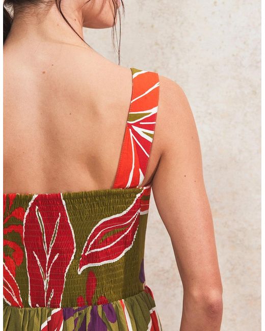 Ro&zo Green Leaf-Print Cotton Dress