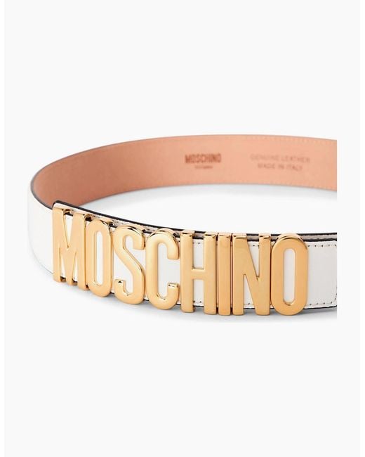 Moschino White Leather Belt