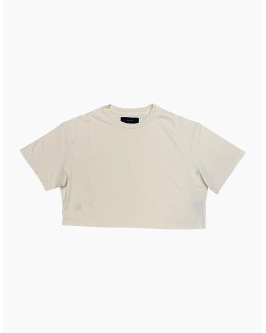 Amiri White Embroidered Ma Cropped Tee Alabaster