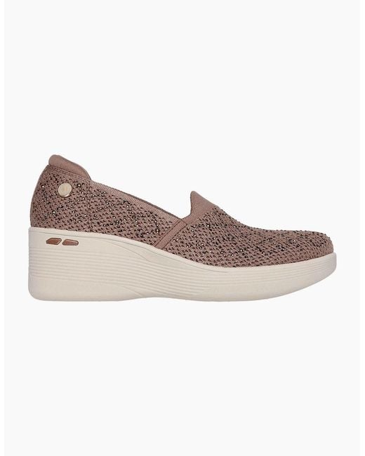 Skechers Brown Pier-Lite My Reflection Polyester Mocha Trainers