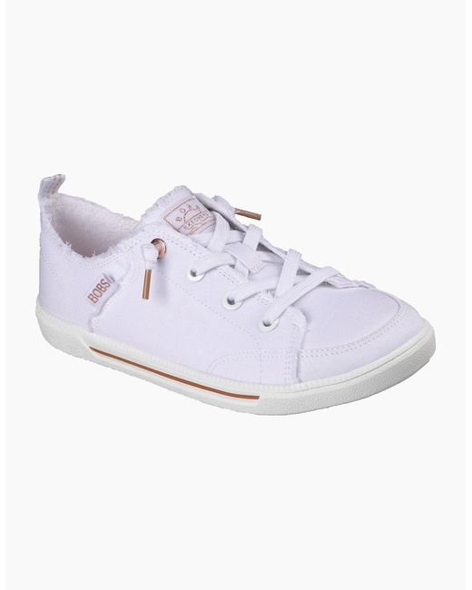 Skechers White B Cute 2.0 Frayed Canvas Trainers
