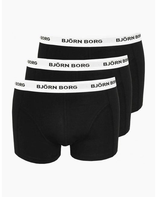 Björn Borg Black 3-Pack Waistband Boxer Trunks for men