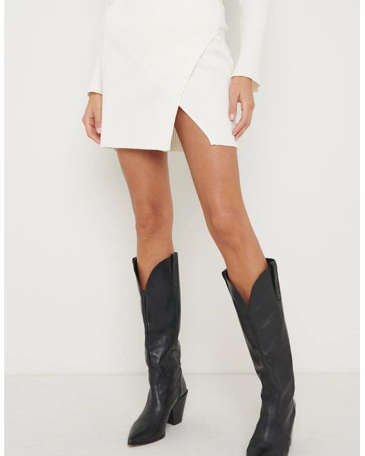 Pretty Lavish White Lakelyn Wrap Mini Knit Skirt