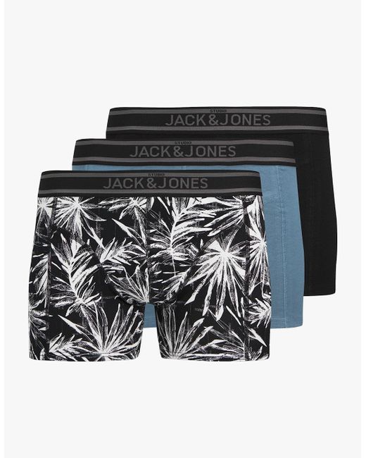 Jack & Jones Black Jacrichard 3 Pack Trunks for men