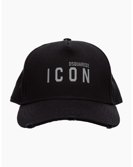 DSquared² Black Icon Logo Logo Hat for men