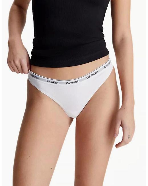 Calvin Klein White 3-Pack Modern Logo Thongs