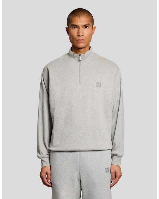 Lyle & Scott Gray Lounge 1/4 Zip Sweatshirt for men