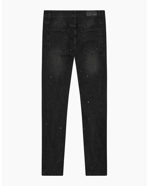 Magrit Black Noir Ripped Slim Jeans for men