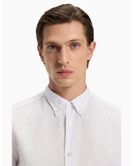 Boss White Liam Collared Button Down Long Sleeve Shirt for men