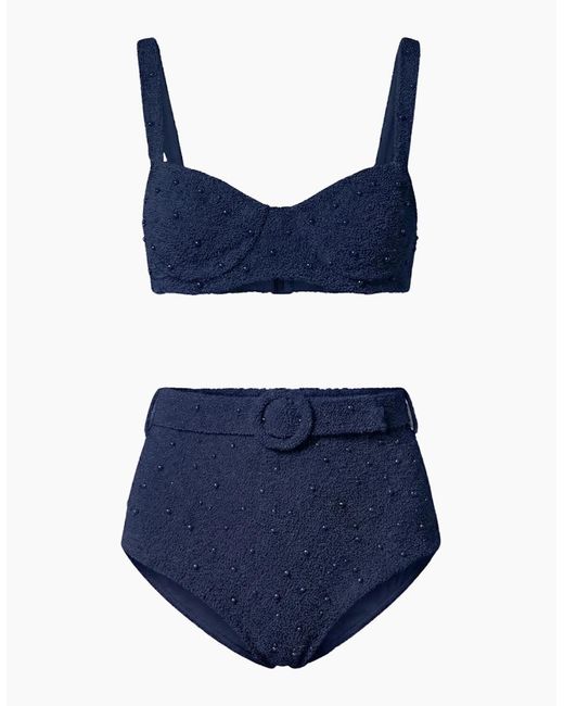 Oceanus Blue Heidi Hand Beaded Bikini Top