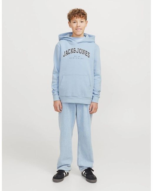Jack & Jones Blue Varsity Lettering Hooded Sweatshirt