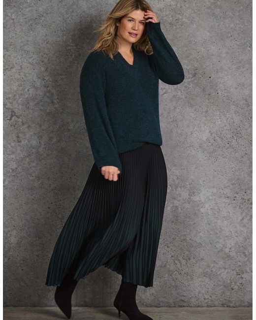 Live Unlimited London Gray Ombre Pleated Maxi Skirt