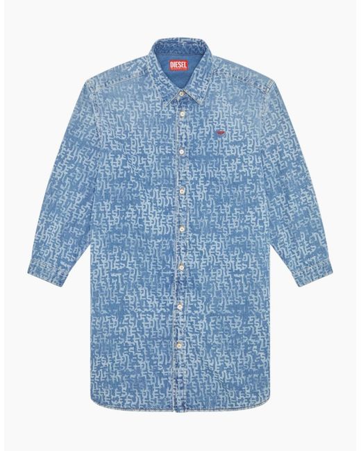 DIESEL Blue De-Blex Shirt Dress Mini Casual Denim Jeans Ladies Cotton Top