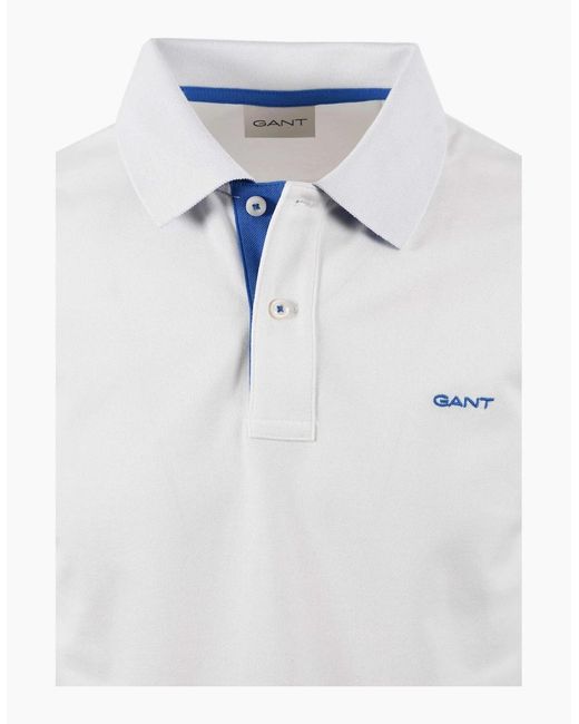 Gant White Contrast Pique Polo Eggshell for men