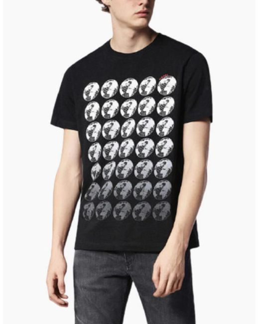 DIESEL Black T Joe Sc T Shirt Crew Neck Regular Slim Fit Casual Summer Cotton Tee for men