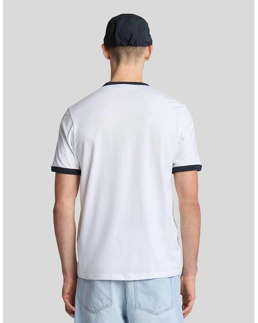 Lyle & Scott White Ringer Cotton Crew Neck T-Shirt for men