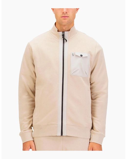 Luke 1977 Natural Sutton 1000 Zip Through Sweat Stone for men