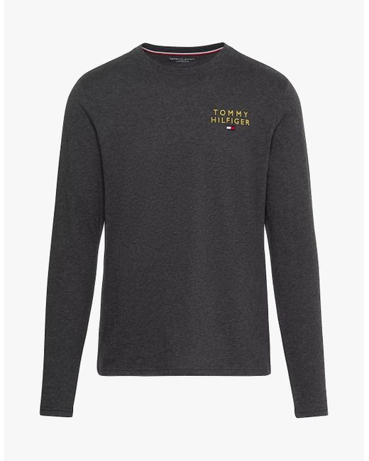 Tommy Hilfiger Gray Ls Tee Logo T-Shirt Dark Ht for men