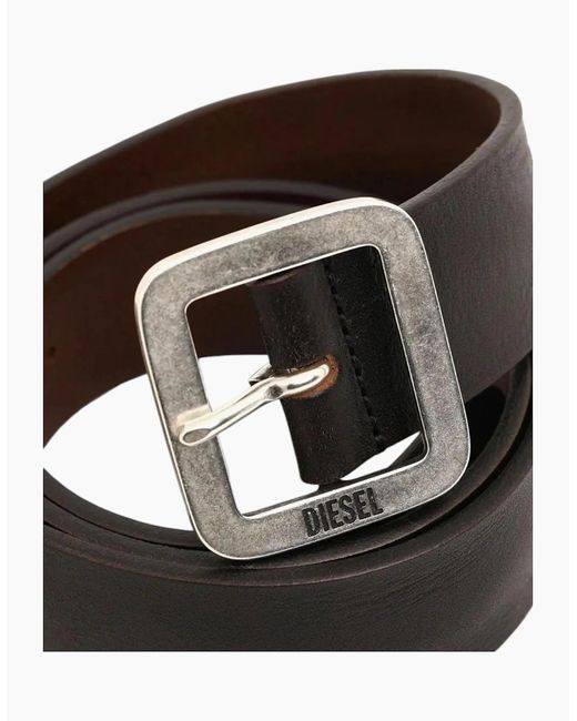DIESEL White B-Rocco Genuine Leather Belts For Trousers Jeans Metal Buckle for men