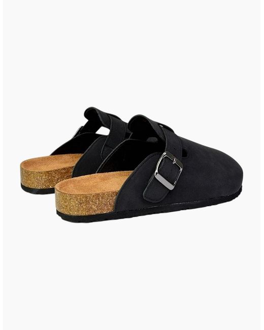 XY London Black Ladies Lucy Cork Slip-On Flat Mules