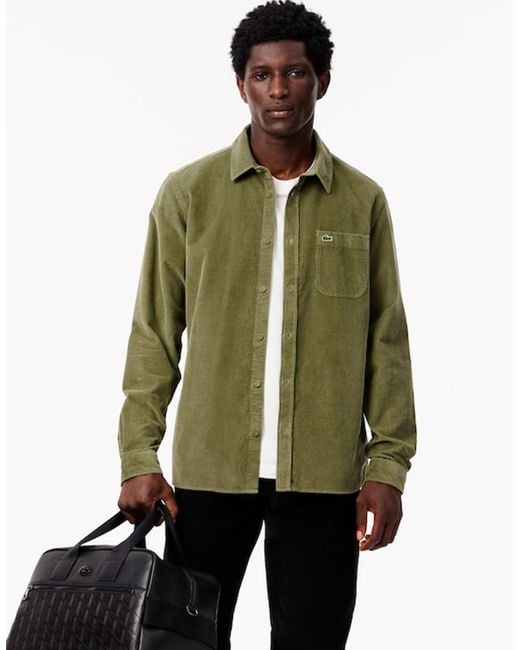 Lacoste Green Regular Fit Velour Cordorouy Shirt for men