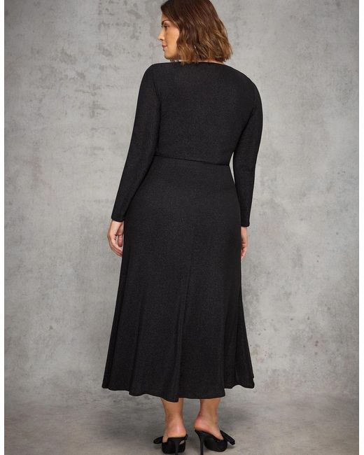 Live Unlimited London Black Petite Sparkle Ruched Jersey Maxi Dress