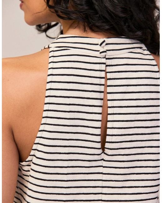 Ro&zo White And Stripe Cotton-Jersey Halter Top
