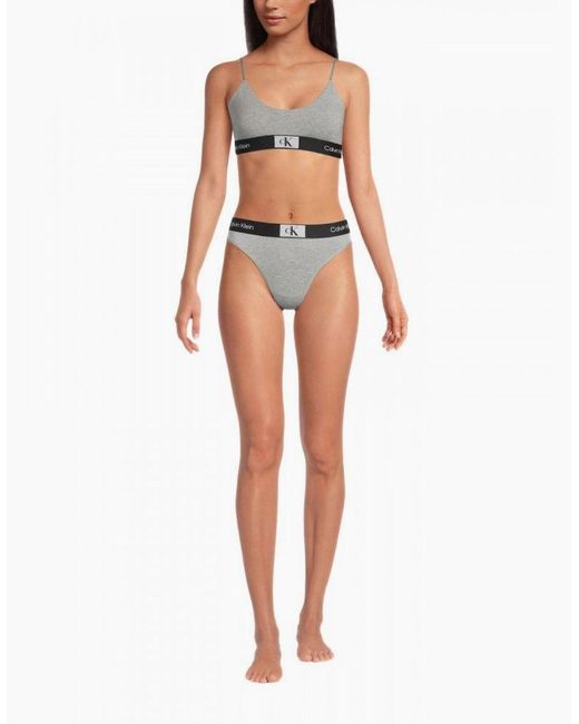 Calvin Klein Gray Ck 1996 Unlined String Bralette, Heather