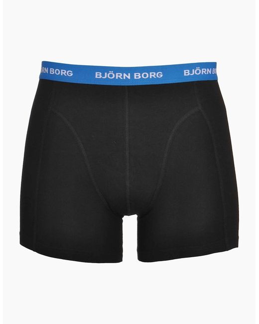 Björn Borg Black 3-Pack Contrast Waistband Boxer Trunks, W for men