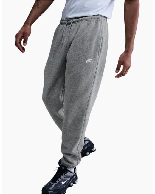 Nike Gray Club Joggers Fn3808 Cuffed Brushed Trousers for men