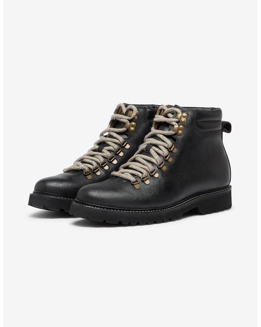 Oliver Sweeney Black Waxed Leather Hiker Boots for men