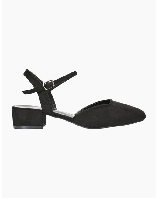 XY London Black Ladies Hilary Strappy Low Heel Court Shoes