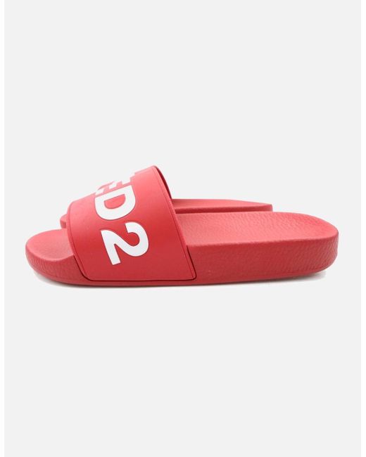 DSquared² Red Logo Sliders for men