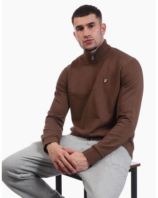 Lyle & Scott Brown Quarter Zip Sweatshirt for men