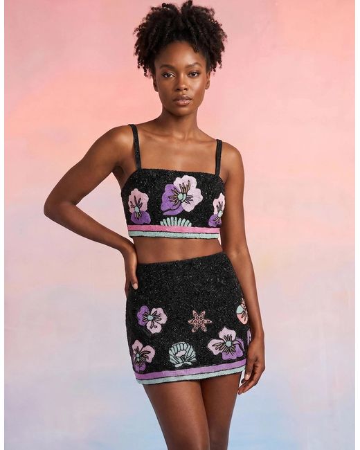 Oceanus Black Tallulah Co-Ord Top