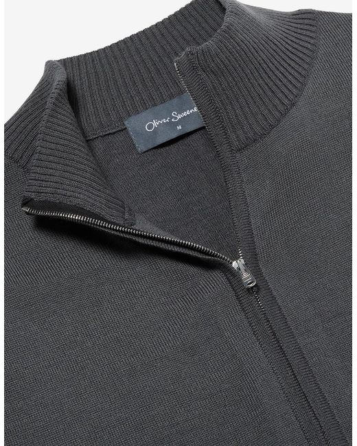 Oliver Sweeney Gray Merino Wool Blend Zip Through Jumper for men